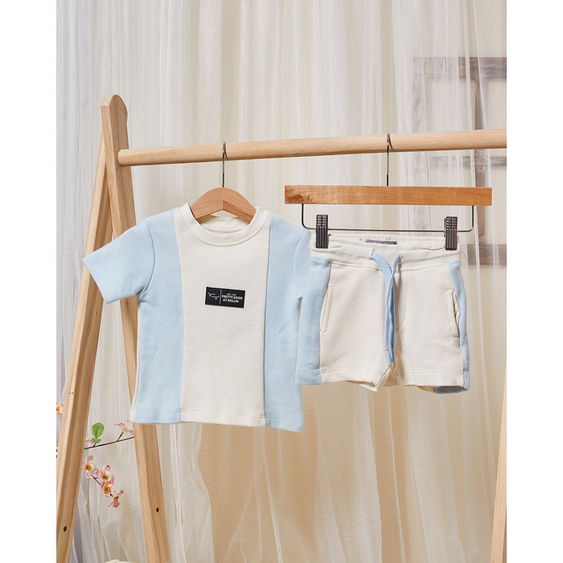 Infant Boys White And Blue T-Shirt & Shorts Set (2 Piece)
