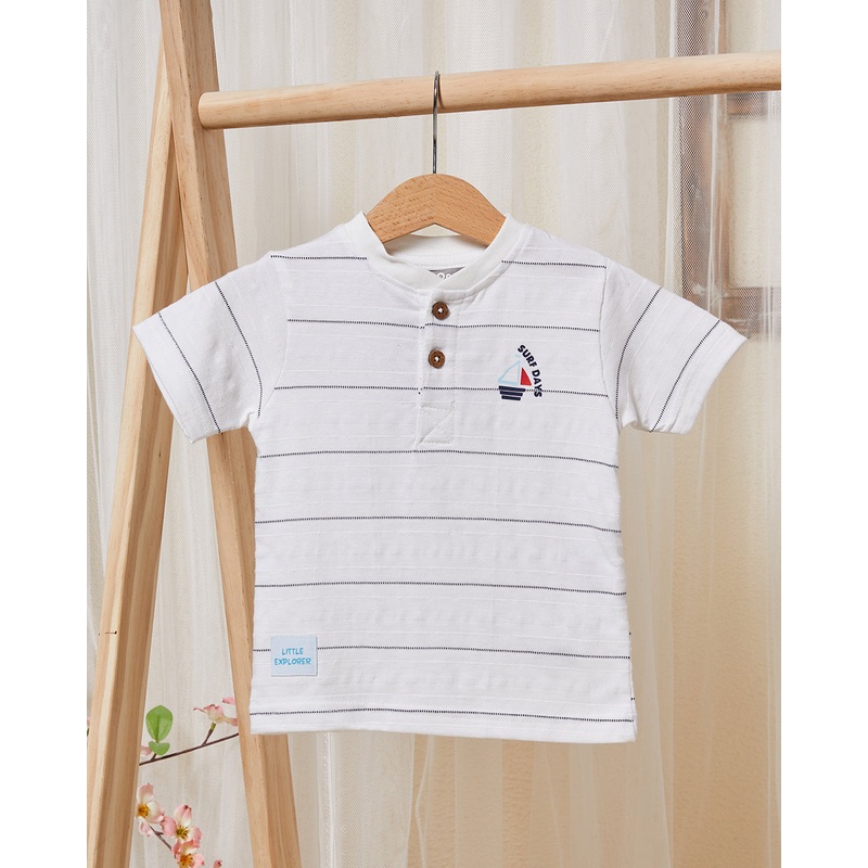 Infant Boys White Striped T-Shirt