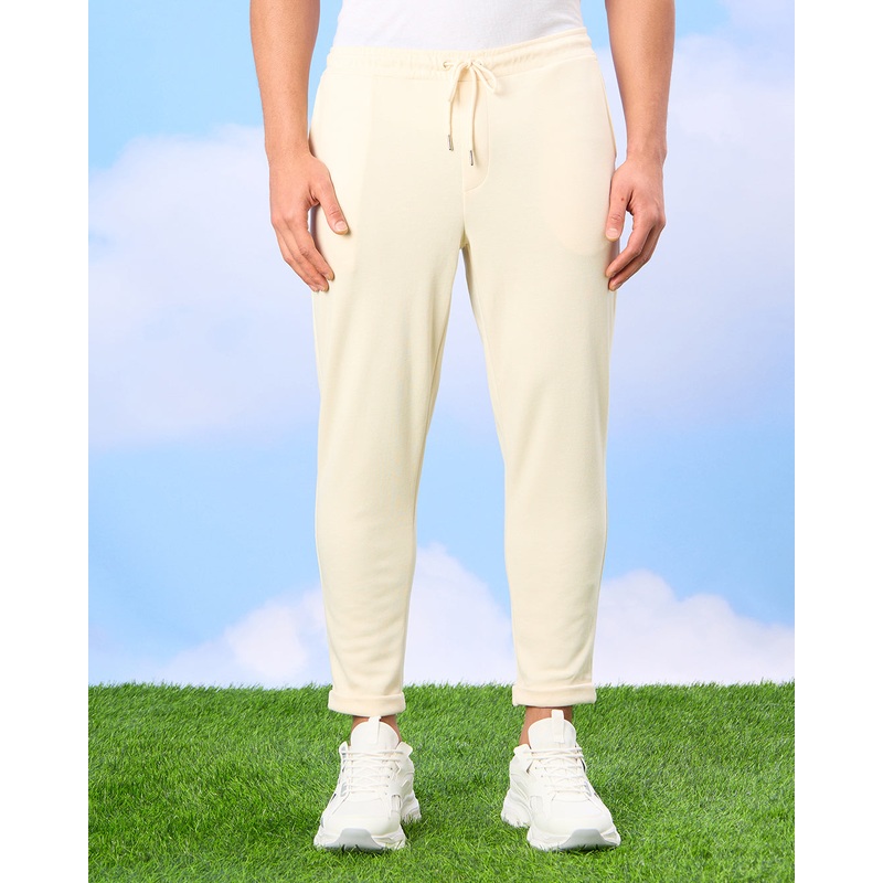 Men Beige Solid Active Track Pants