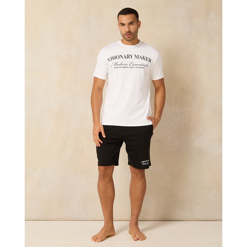 Men Black And White Visionary Maker Print Pyjama Set (2 Piece)