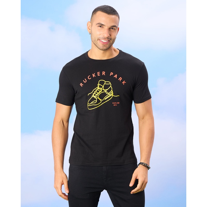 Men Black Rucker Park Print T-Shirt