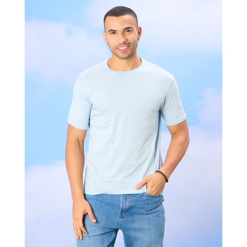 Men Blue Basic Solid T-Shirt|Small|Medium|Large|X-Large|XX-Large