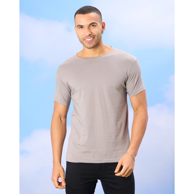 Men Grey Basic Solid T-Shirt|Small|Medium|Large|X-Large|XX-Large