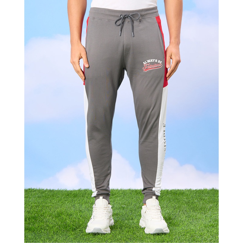 Men Grey Printed Active Track Pants
