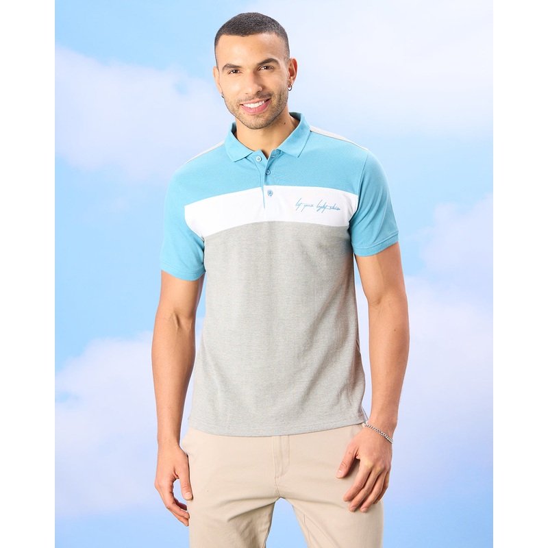 Men Grey Yarn Dyed Polo Shirt|Small|Medium|Large|X-Large|XX-Large
