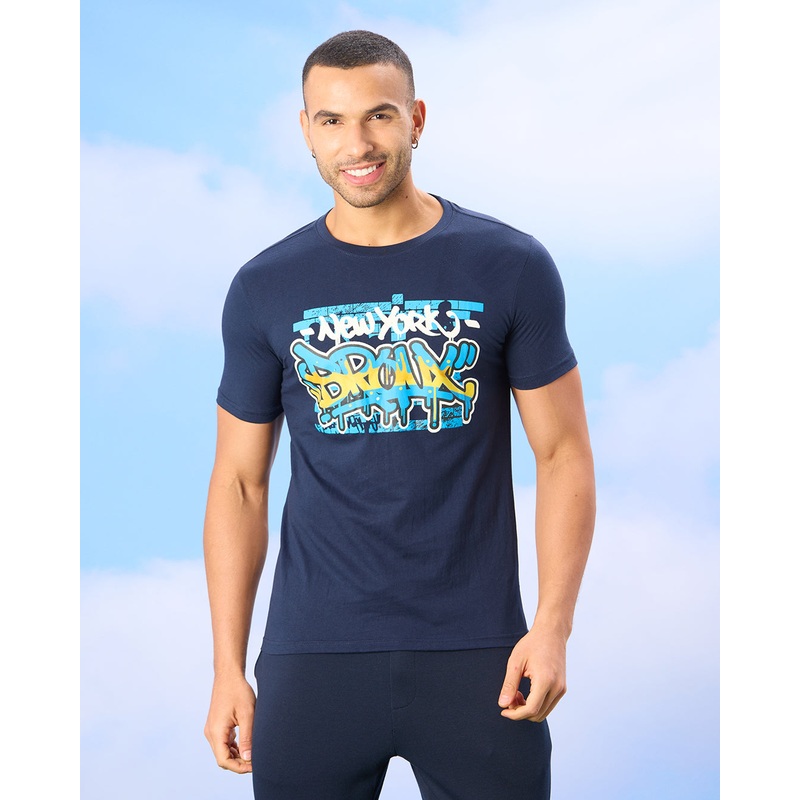 Men Navy Printed T-Shirt|Small|Medium|Large|X-Large