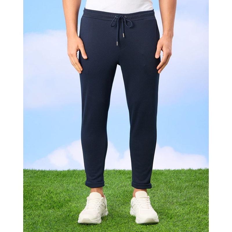 Men Navy Solid Active Track Pants
