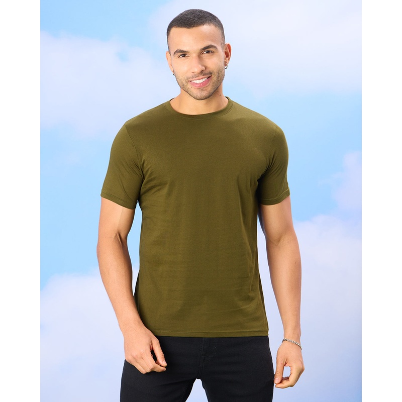 Men Olive Basic Solid T-Shirt|Small|Medium|Large|X-Large|XX-Large