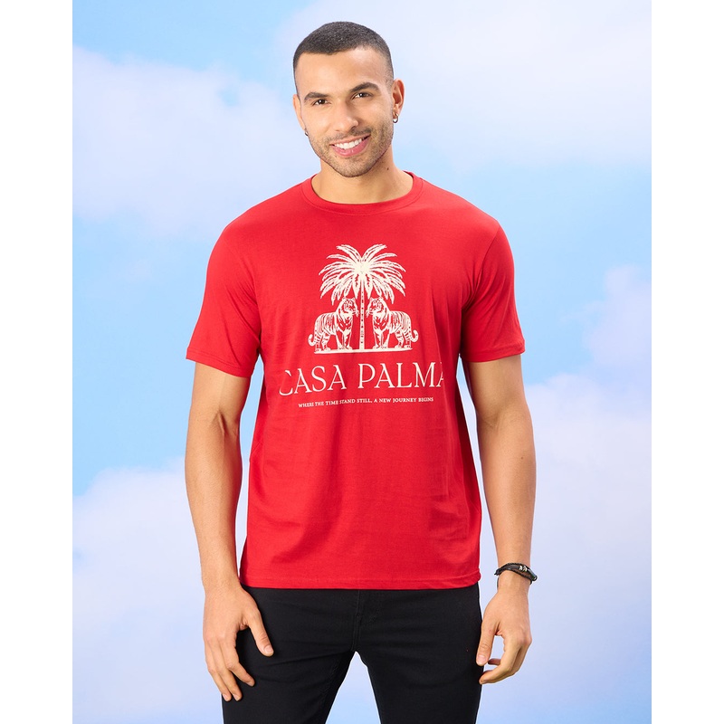 Men Red Basic Graphic T-shirt|Small|Medium|Large|X-Large|XX-Large