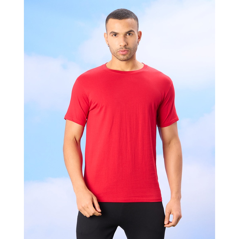 Men Red Basic Solid T-Shirt|Small|Medium|Large|X-Large|XX-Large