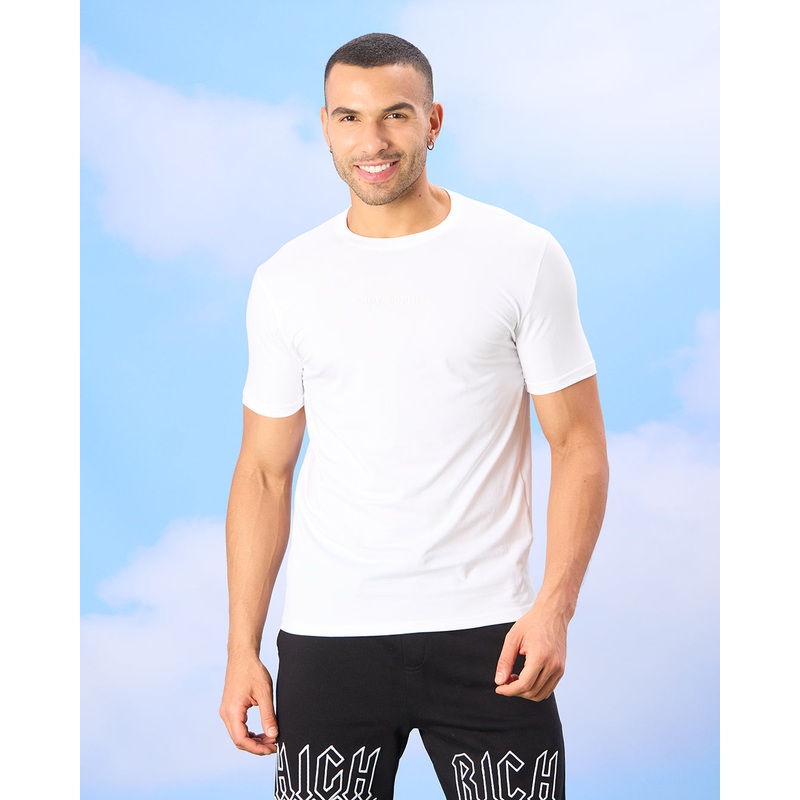 Men White Solid Active T-Shirt