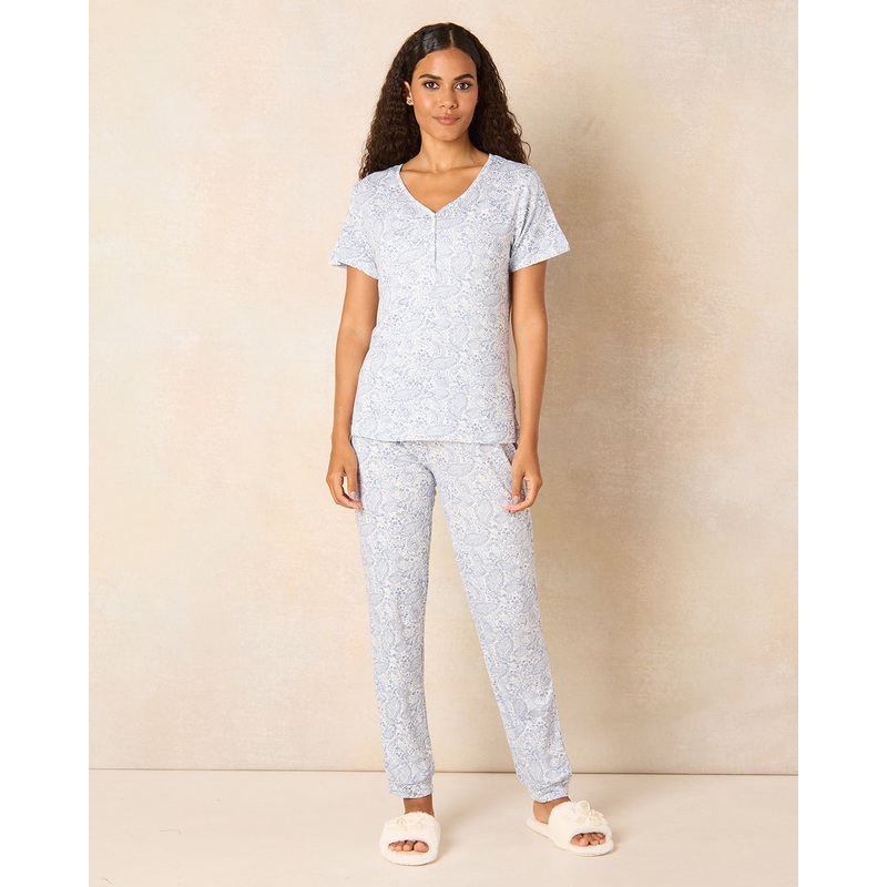 Women Grey Printed Pajama Set (2 Piece)