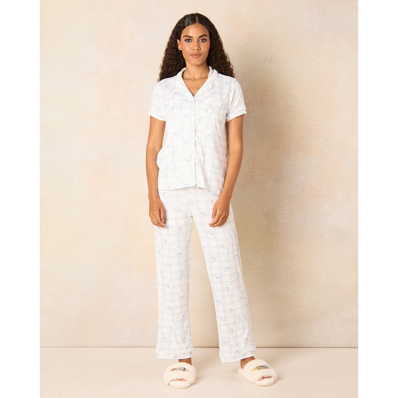 Women White Pajama Set (2 Piece)