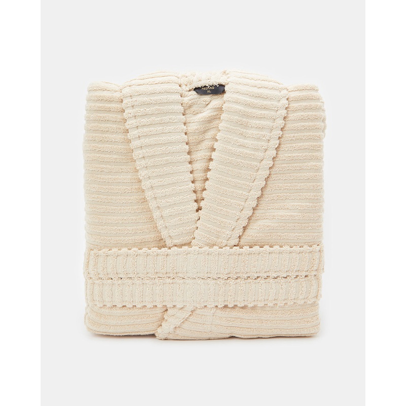 Beige Ribbed Bathrobe|MEDIUM|LARGE|X-LARGE