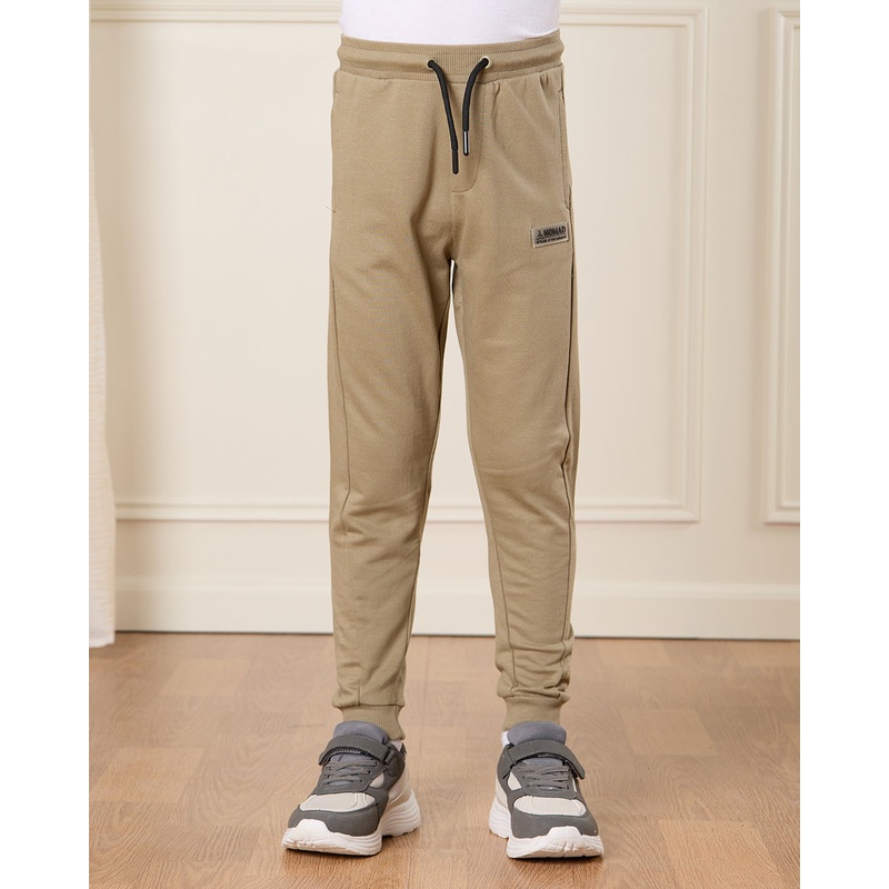 Boys Beige Embellished Active Pants