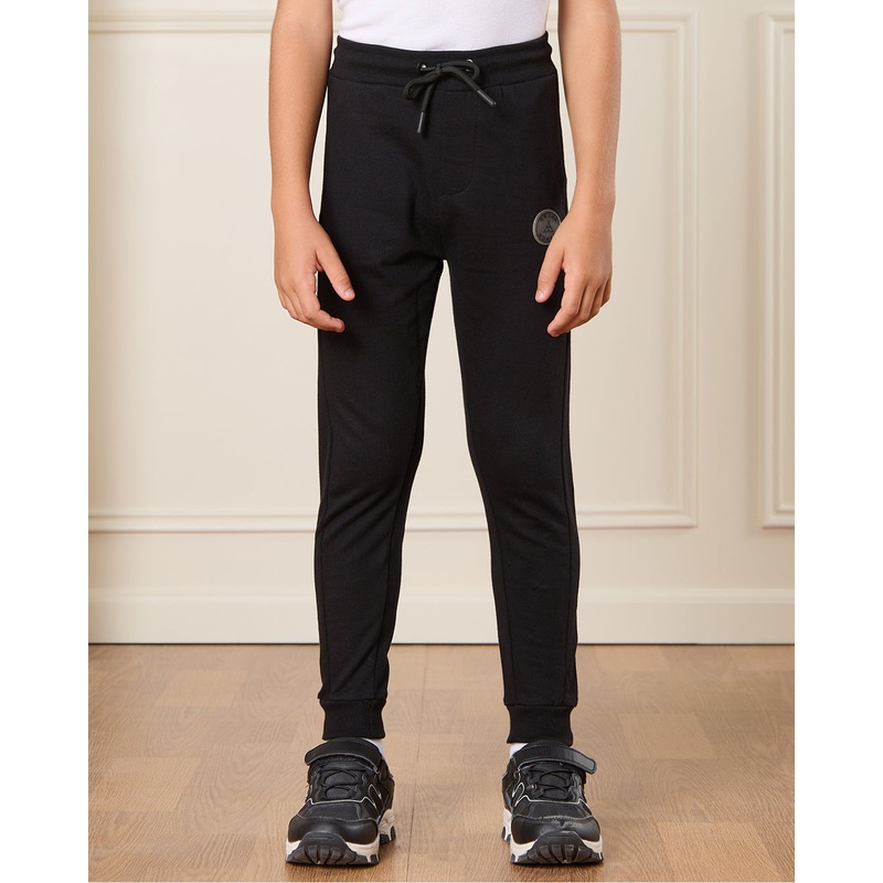 Boys Black Embellished Active Pants