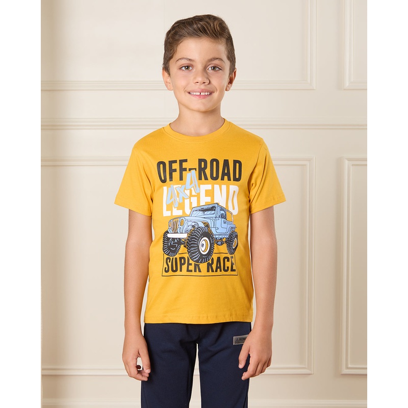 Boys Yellow Off-Road Print T-Shirt