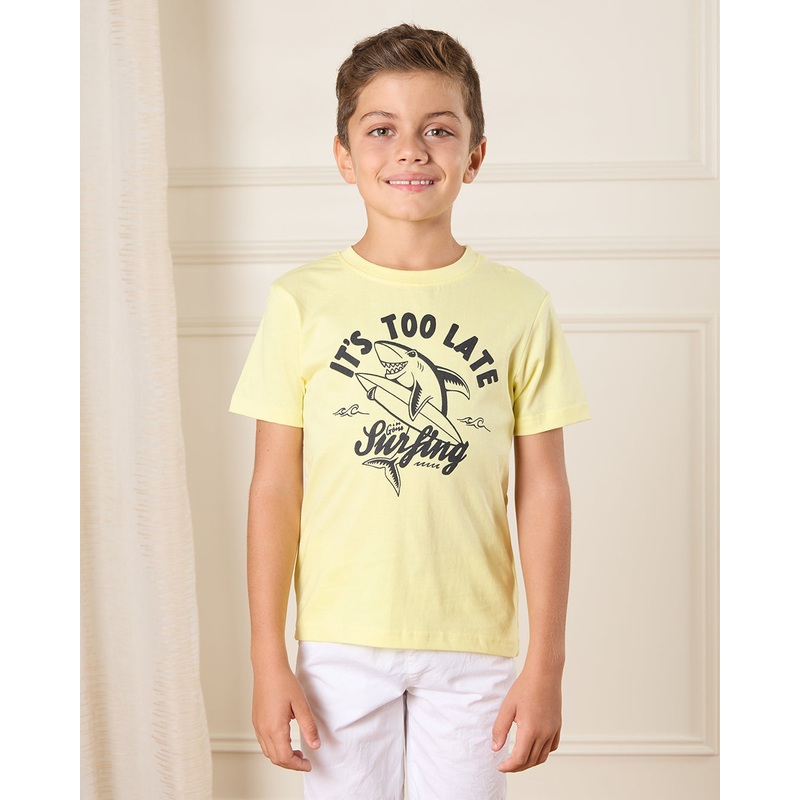 Boys Yellow Shark Print T-Shirt