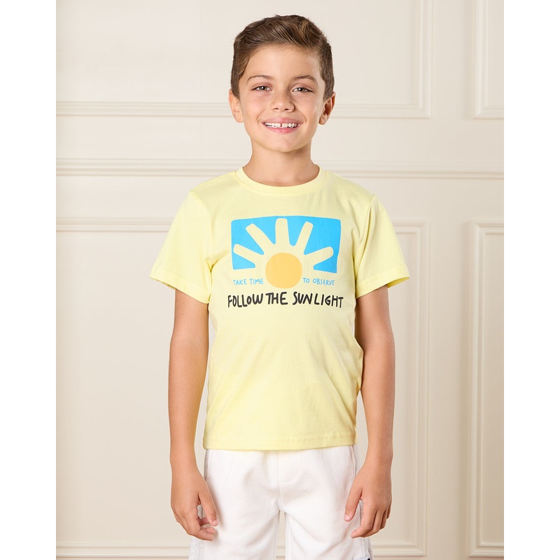 Boys Yellow Sunlight Print T-Shirt