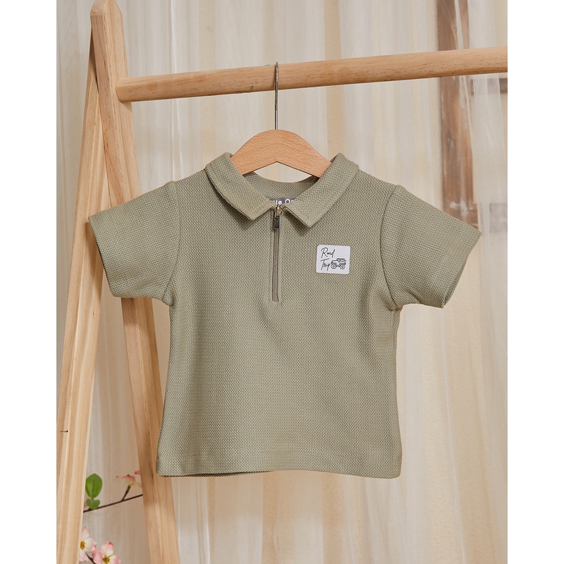 Infant Boys Olive Zipper Polo T-shirt