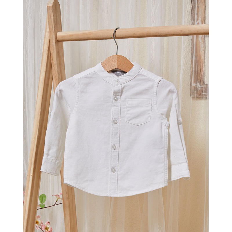 Infant Boys White  Mandarin collared Shirt