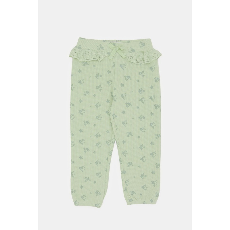 Infant Girls Olive Printed Active Pants