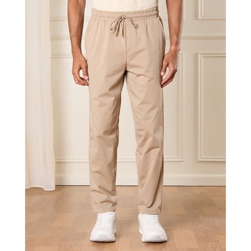 Men Beige Solid Active Pants|Small|Medium|Large|X-Large