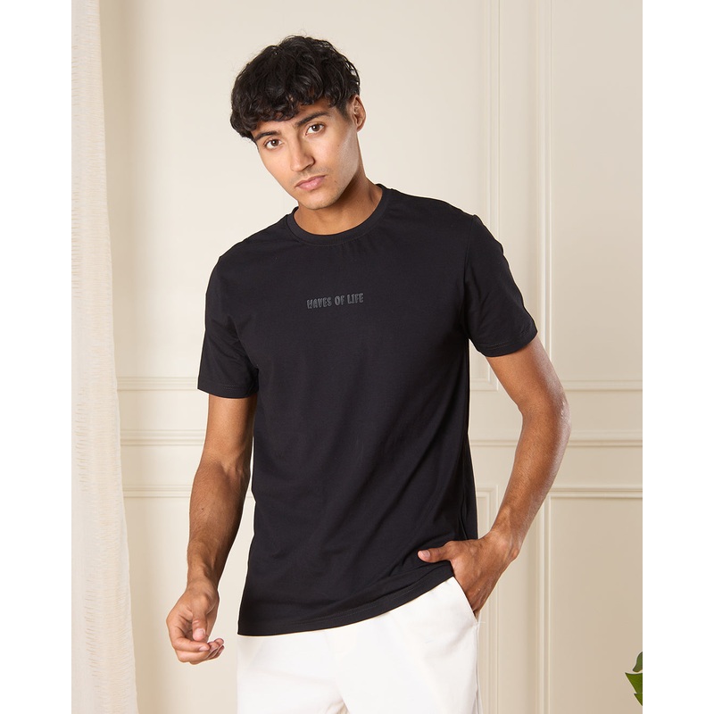 Men Black Print Active T-Shirt