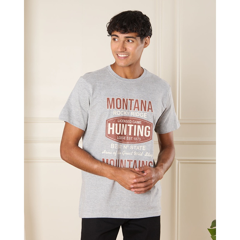Men Grey Graphic T-Shirt|Small|Medium|Large|X-Large