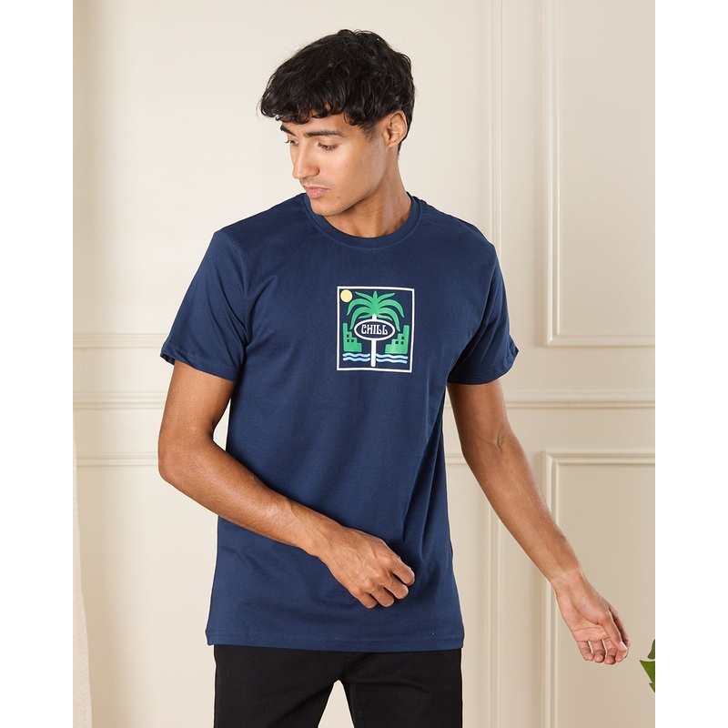 Men Navy Chill Print T-Shirt|Small|Medium|Large|X-Large|XX-Large