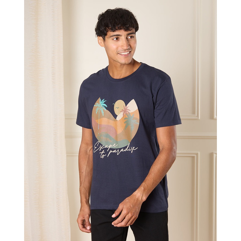Men Navy Graphic T-Shirt|Small|Medium|Large|X-Large