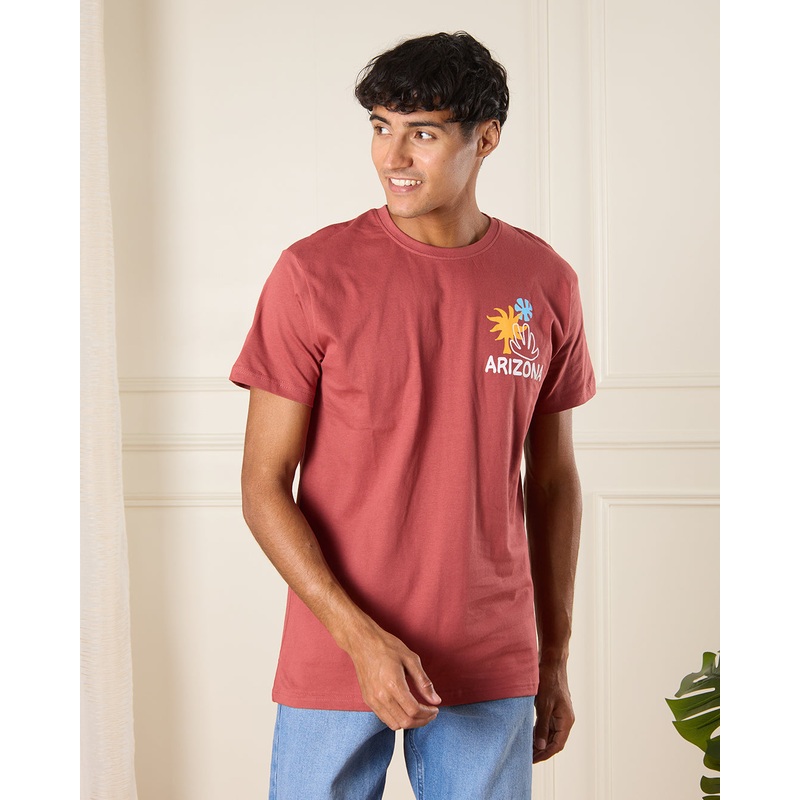 Men Pink Arizona Print T-Shirt