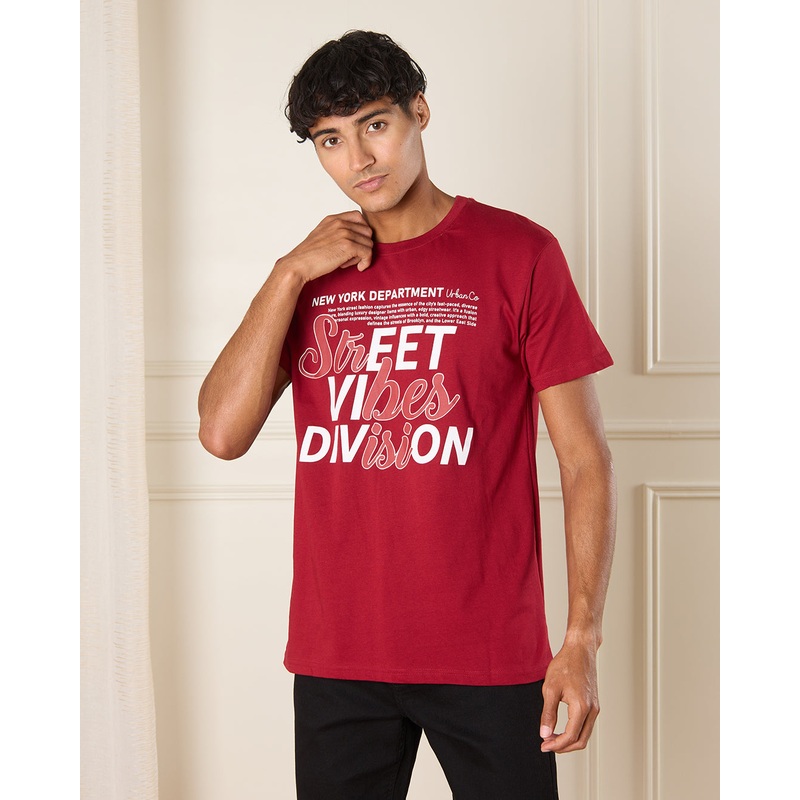 Men Red Sweet Vibes Print T-Shirt