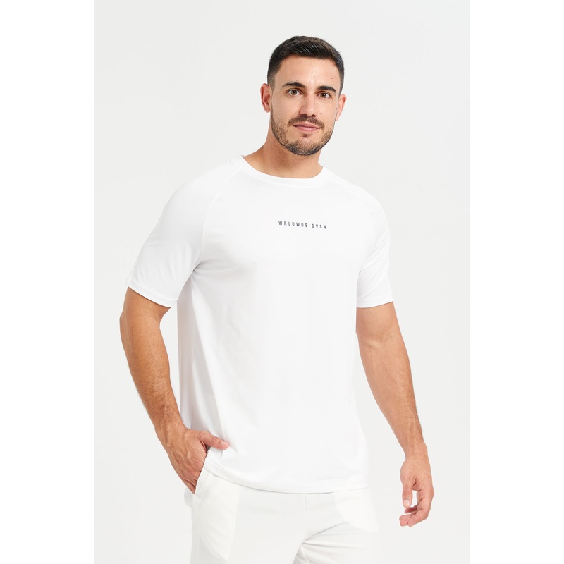 Men White Plain Active T-Shirt