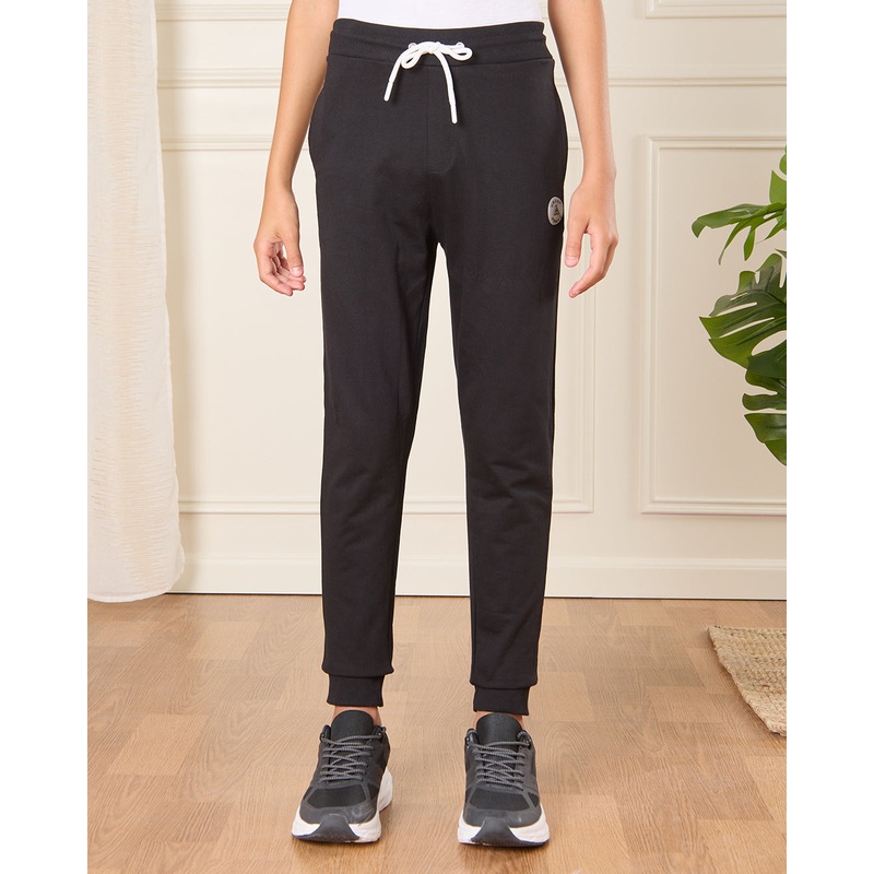Senior Boys Basic Black Track Pants