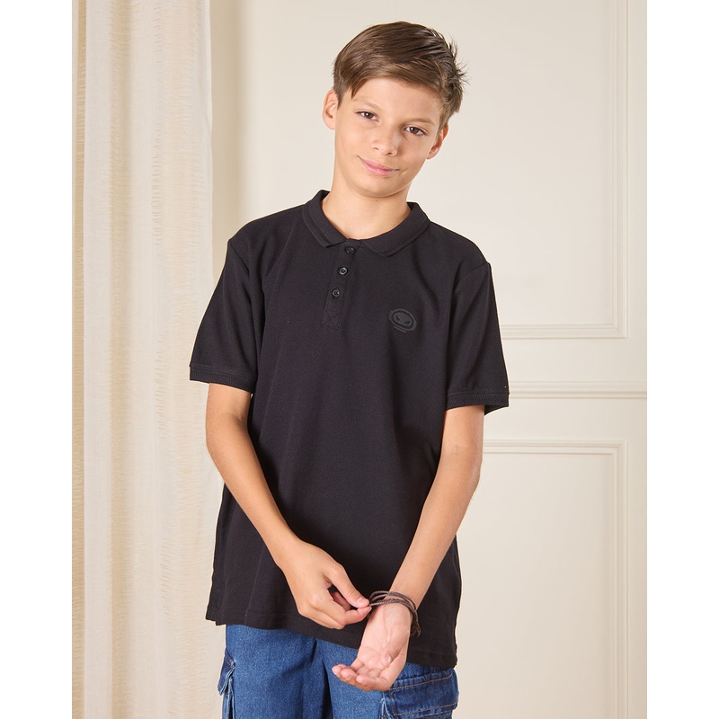 Senior Boys Black Polo T-Shirt