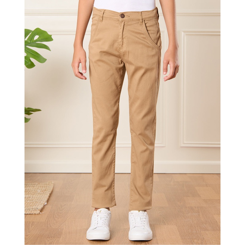 Senior Boys Taupe Basic Casual Trousers