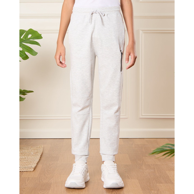 Senior Boys White  Interlock Track Pants