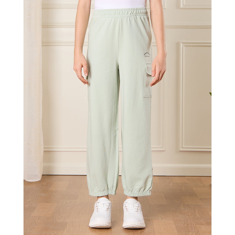 Senior Girls Green Cargo Pocket Track Pants