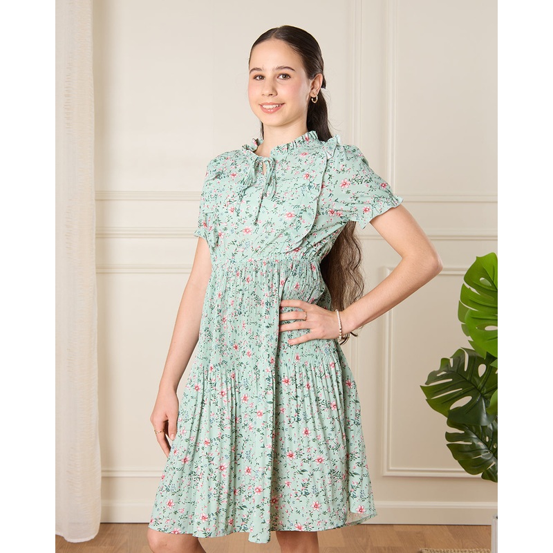 Senior Girls Green Floral Dress