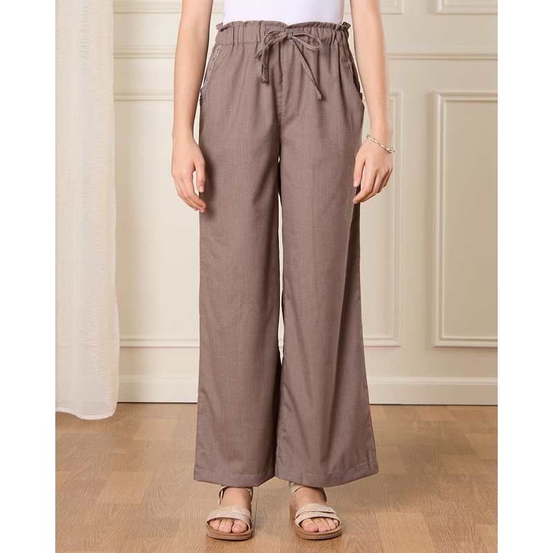 Senior Girls Taupe Wide Leg Trousers
