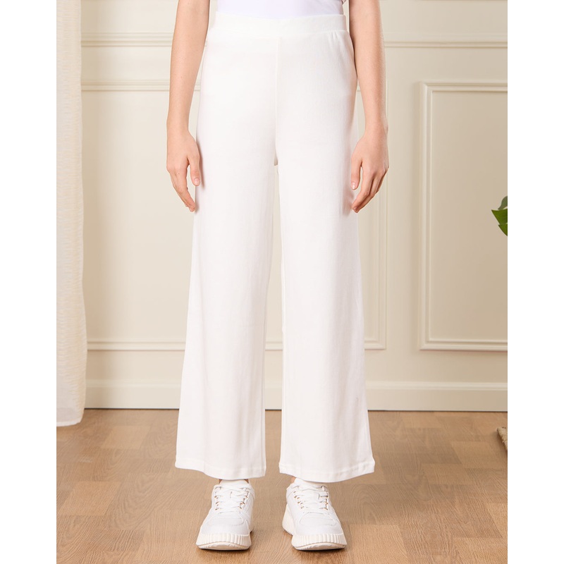 Senior Girls White Wide Leg Pants