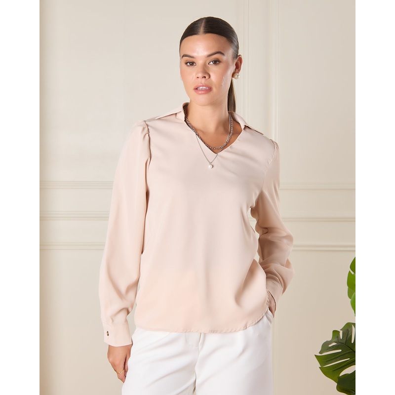 Women Beige Casual Blouse|Small|Medium|Large|X-Large