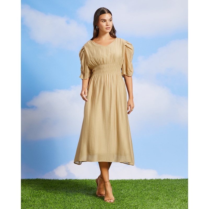 Women Beige Flowy Dress|Small|Medium|Large|X-Large