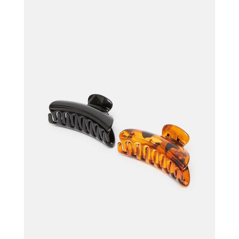 Women Black And Brown Jaw Clip Set (Pack of 2)