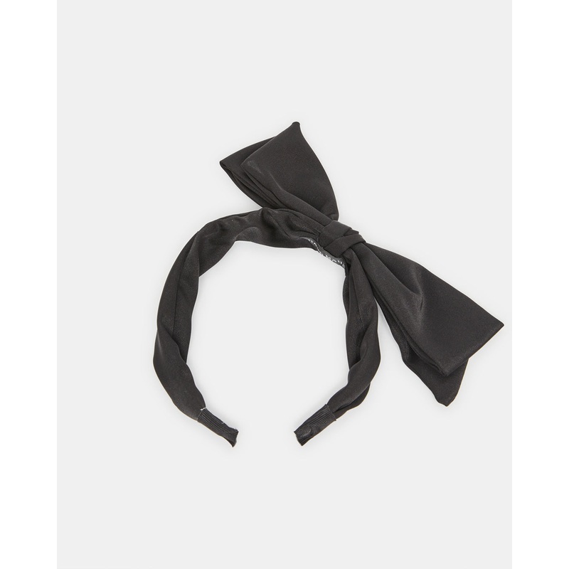 Women Black Bow Embellished Headband