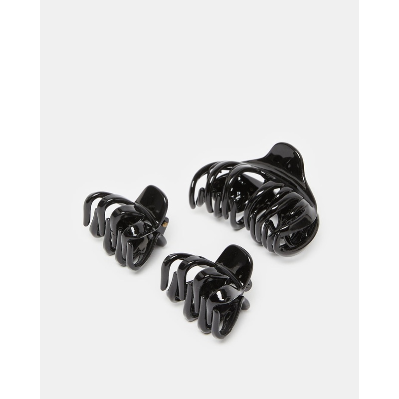 Women Black Hair Clutches Set (3 Piece)