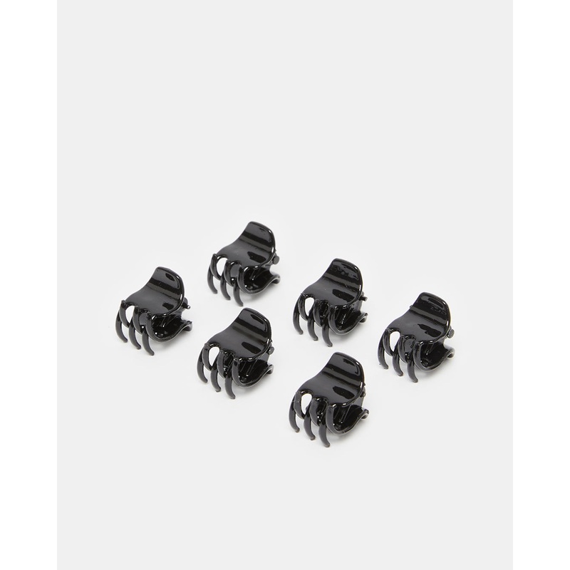 Women Black Mini Hair Clips Set (6 Piece)