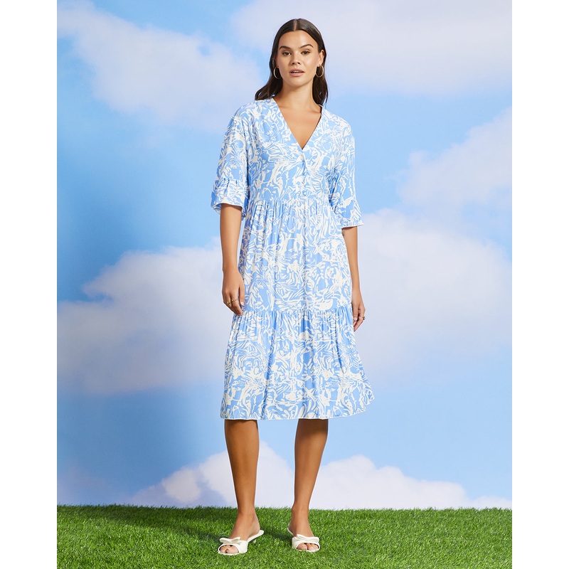 Women Blue Printed Casual Dress
