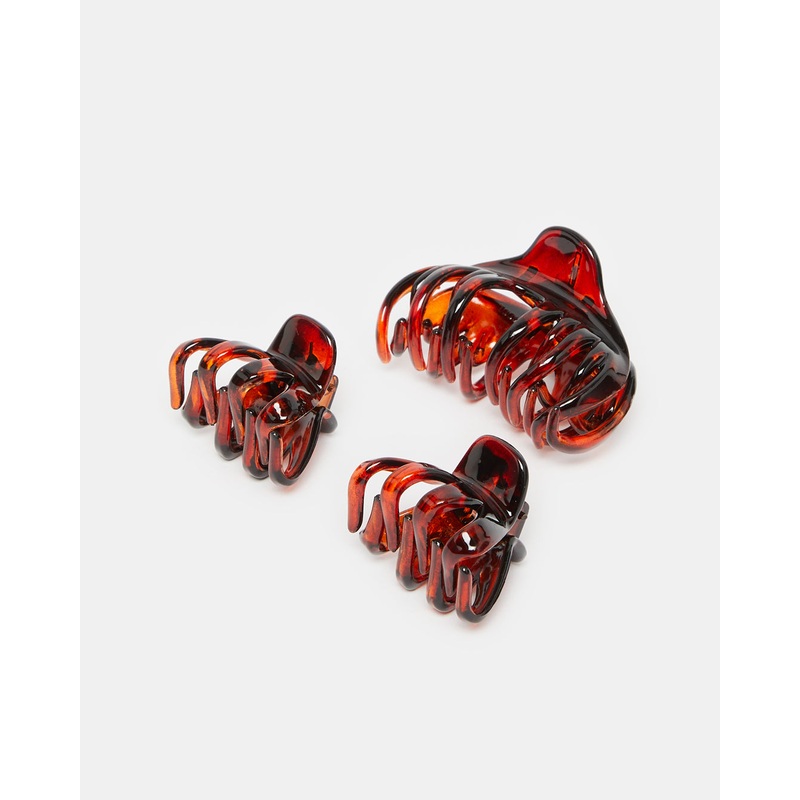Women Brown Hair Clip Set (Pack of 3)